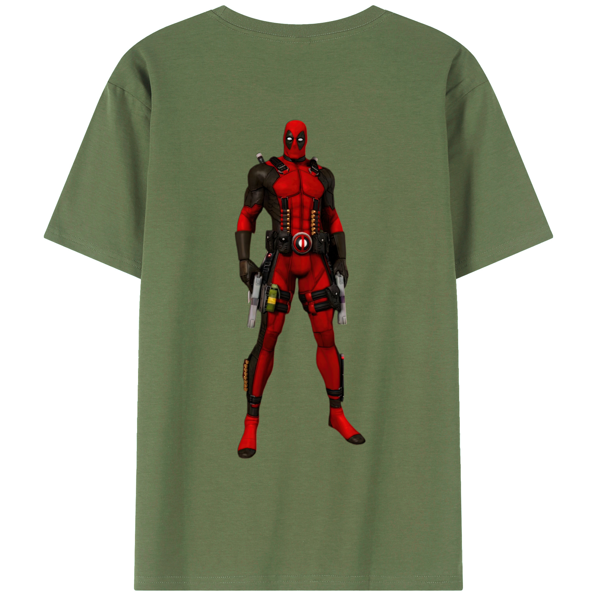 （画像用） Deadpool デッドプール 綿100％ メンズ半袖Tシャツ（バックプリント） 通気性